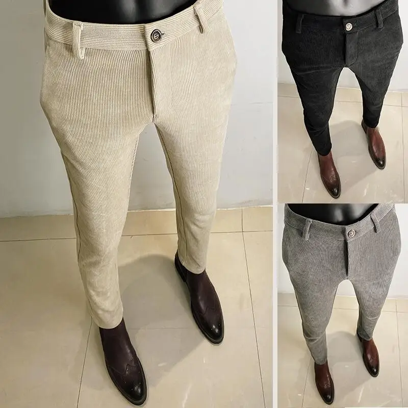 Men Formal Wear Dress - Pantalón de traje de lana grueso