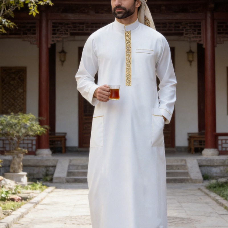 Arabic Formal Wear Men - Túnica Árabe para Hombre, Bordada, de
