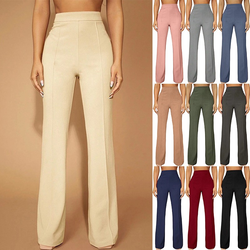 Dress Pant Flat Front - Pantalones de Verano para Mujer, Cintura