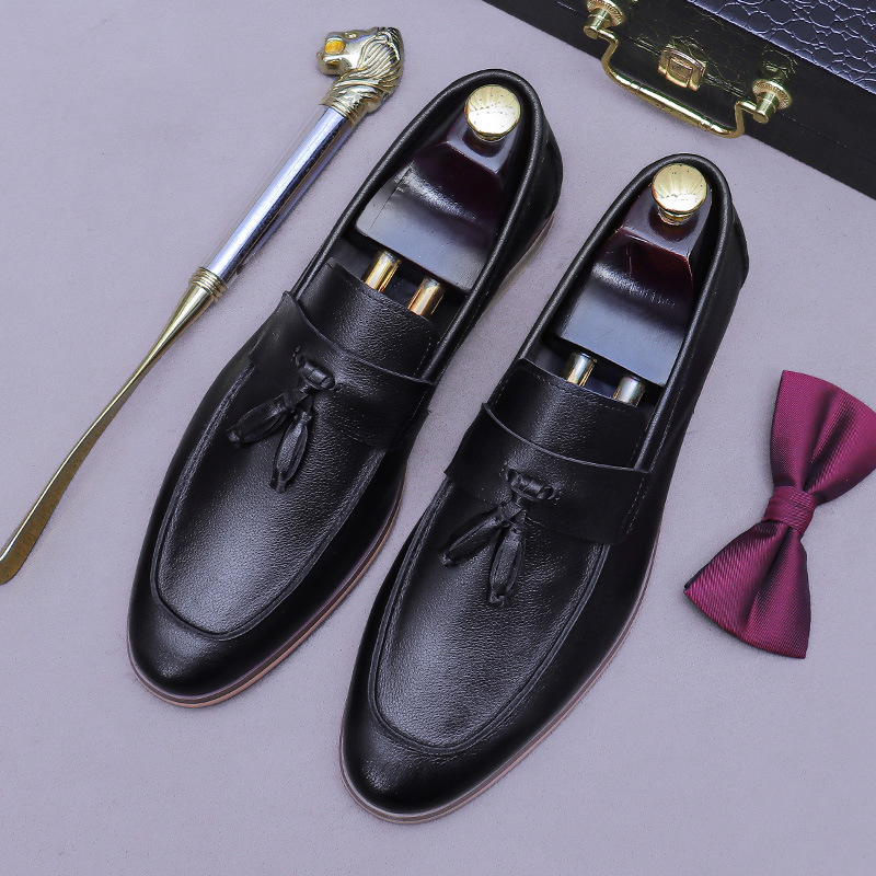 Men Formal Wear Dress - Mocasines de cuero genuino con borlas