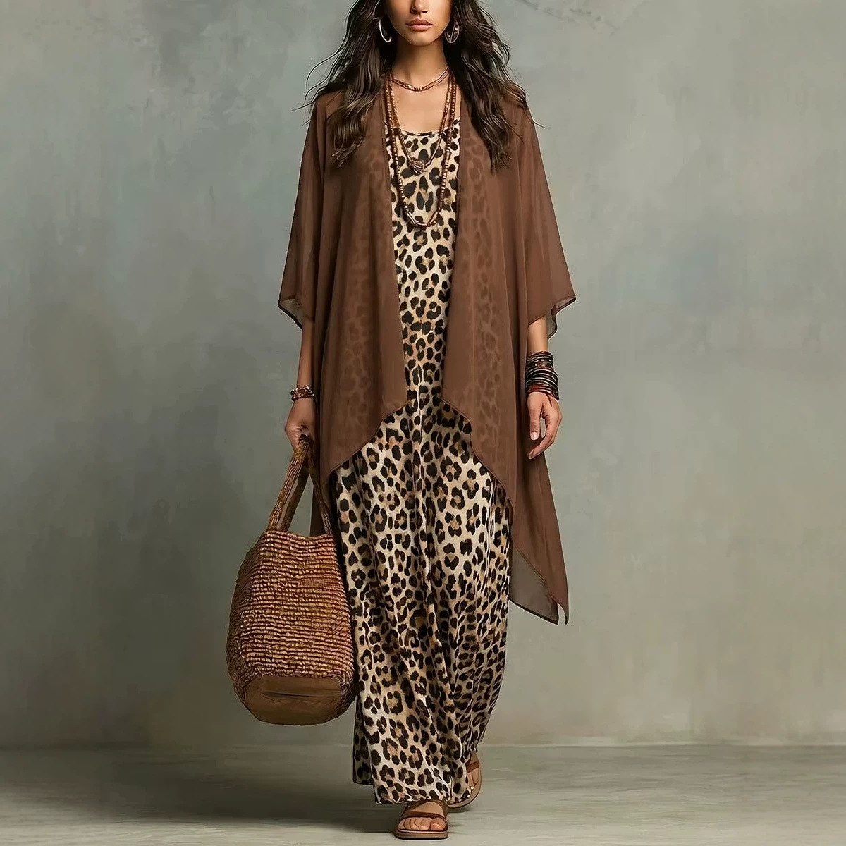 Dress Pant Flat Front - Conjunto de Vestido Maxi con Estampado
